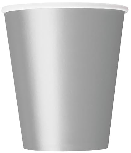 Unique 33446EU - Gobelets en Carton sans Plastique - 266ml - Couleur Argent - Paquet de 14 (Lot de 1)