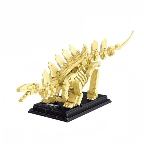 VizBrou Tier Schädel Bausteine, 491 Teile Dinosaurier Welt Fossilien Klemmbausteine Modell Kit, Stegosaurus Dino Skelett Knochen Spielzeug Geschenk Dekor Set für Mädchen Jungen Kinder Erwachsene