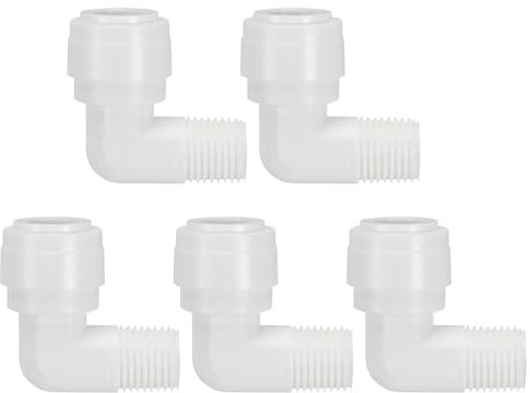 PATIKIL Water Purifier Elbow Connector 1/4 NPT Female x 3/8 OD Tube, 5 Pcs Quick Push to Connect Tube Fittings for RO/DI Reverse Osmosis Water Filter Purifier Plumbing System, White