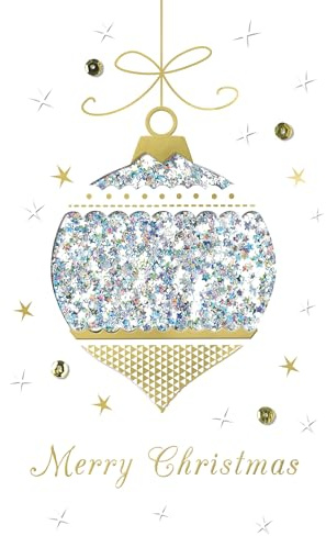 Winter Glow Merry Christmas Bauble Hand-Finished Christmas Greeting Card BXW005S