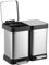 OPULENTHOME Mülleimer 2 Fächer, 40L Mülleimer Küche aus Edelstahl (2x20L), Anti-Fingerabdruck, Softclose-Deckel, Fußbetätigter Mülleimer, Silber