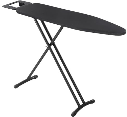 Szmst Large Ironing Board Full Size 131 * 33cm with Heat Resistant Cover,7 Adjustable Height,Non-Slip Legs and Safety lock Buckle Design Ironing Board and Iron Rest (Black)