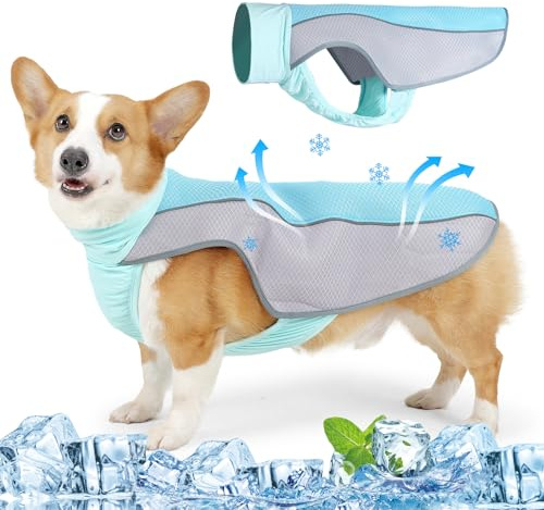 Dog Cooling Vest, Upgraded Dog Harness Cooler Jacket, Elasticity Breathable Lightweight Cool Pet Vest for Small Large Dogs (Blue, L)