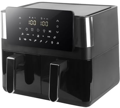 Dual Air Fryer with Large Double Drawers 10L Airfryer 12-in-1 for Family Fry Bake Roast and More Nonstick Basket Digital Dishwasher Safe SyncFinish Function 2000W DH-905A