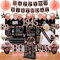 80th Birthday Decorations Kit for Women, Rose Gold 25PCS Back in 1945 Banner Decorations, Vintage 1945 Banner Wooden Table Sign Poster Hanging Swirl Balloons Sash Paper Fans Cheers to 80 years