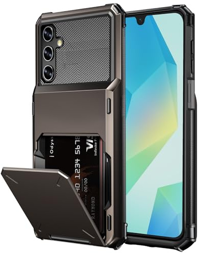 Vunake for Samsung A16 Phone Case with Card Holder[Max 4 Cards] Gun | Dual Layer,Heavy Duty,Shockproof Protective,Hard PC Back Soft TPU Inner Bumper Wallet Cover for Samsung Galaxy A16 Phone Case