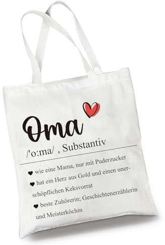 Happirra Personalisiert Baumwollbeutel Oma Geschenke zum Muttertag Geburtstag, Geschenke für Oma Stofftasche, Geschenk Oma Geburtstag, Beste Oma Geburtstagsgeschenk