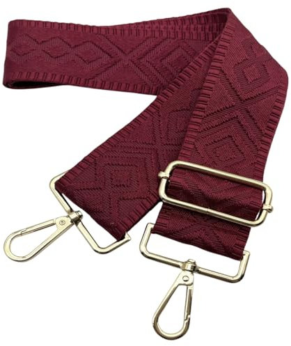 Verstellbarer Taschengurte Breit, 5cm Schultergurt für Tasche, Taschengurte zum Wechseln Goldener Karabiner Schulterriemen, Umhängegurt fur Damen Handtaschen Crossbody DIY, (Wein Rot) 16