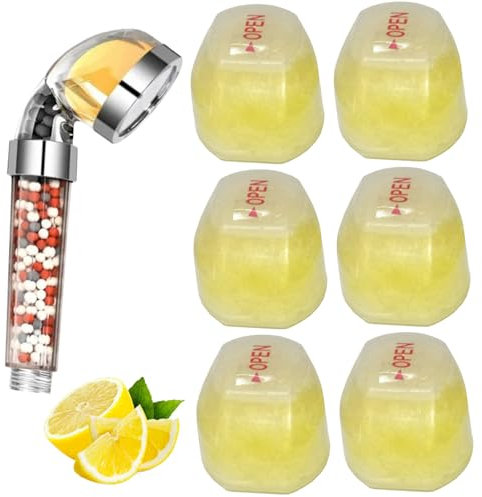 Wedhapy 6-teiliger Vitamin-C-Duschfilter mit Zitronenbalsam und Vitamin C angereicherte Duschkopffilter Machen hartes Wasser weicher Vitamin-C-Duschkopf hilft bei trockener Haut und Haarausfall
