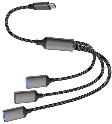 YARCHONN Câble répartiteur USB type C vers USB OTG - Adaptateur multiport USB - 1 type C vers 3 USB 2.0 - Pour téléphone et ordinateur portable