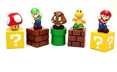 5 Pieces Mario Bro Cake Topper Figurines,Mario Bro Birthday Party Cake Decorations for Boys