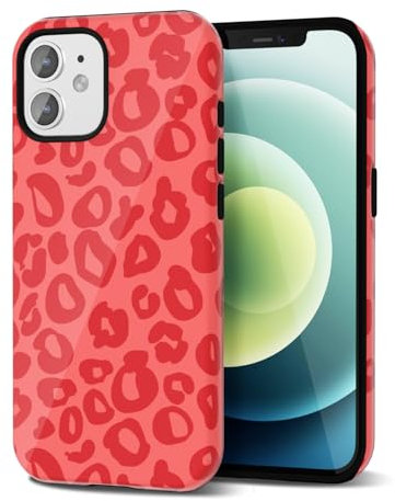 Svanove Cheetah Print Phone Case for iPhone 12/12 Pro Case Girly, Cute Leopard Case for Women, Luxury Trendy Retro Cool Animal Print Design, Aesthetic Pattern Y2k Slim Hard Shell Plastic Cover, Red