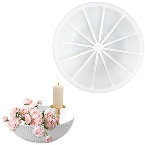 HuaMuDM 20x6cm GießFormen Silikon Schale, Silikonformen Tablett,Handgefertigte Silikonform,GießFormen Teller, Silikonform Schale mit Gestreifter Textur