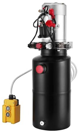 ERSINIAN Pompe hydraulique à Double Effet 12 V CC Unité de Pompe hydraulique à réservoir en Acier de 8 pintes