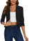 MINTLIMIT Crop Blazer for Women 3/4 Ruched Sleeve Jacket Blazers Casual Suit Collarless Open Front (Black S)