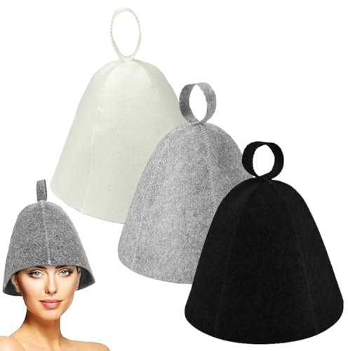 CULEO Accessori per la sauna Cappelli da sauna in confezione da 3, cappelli da sauna, cuffie da sauna, cappelli da sauna in feltro, adatti per uomini e donne