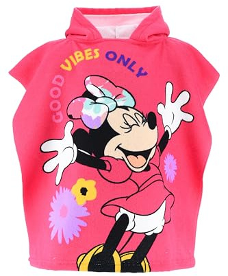 Disney Minnie Mouse Kapuzenhandtuch für Mädchen, Strandtuch, Geblümtes Badetuch, Poncho Handtuch für Mädchen, Kinderhandtuch
