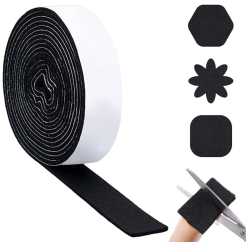 NBEADS 600x5cm Rotoli Feltro Adesivo, Striscia Adesiva In Feltro Nero Feltro Antiscivolo Cuscinetti per Mobili per Proteggere Pavimenti In Legno Sedie e Pareti, 5mm di Spessore