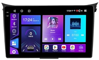 9 Android 15 Pantalla Táctil Radio 2 DIN Coche Pantalla para Hyundai I30 Elantra GT 2012-2017 con Enlace Espejo/GPS/FM/BT/Ventilador de refrigeración/Reproductor Multimedia(6+128G)
