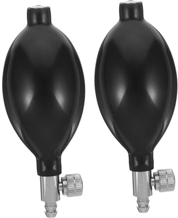 2 Stück Latex Aufblasgerät mit Ventil für Druckkontrolle | Aluminiumlegierung, Kontrolliertes Ablassen, für Feldkits und Kliniken, Schwarz, Leicht Austauschbares Teil