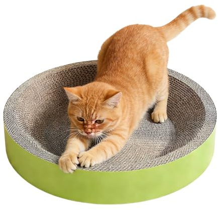 für Katzen, rund, extra groß, aus Wellpappe mit hoher Dichte, Schutz für Möbel, zum Schärfen der Nägel & Katzenbett, Durchmesser 50 cm, ohne Fell