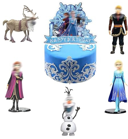 5 Stück puppe figuren + 1 Groß tortendeko, Mini figuren für torte, Muffin deko, Cupcake-Dekoration, Geburtstags torten dekorationen für Jungen und Mädchen, Coole Dekorationen im Anime-Stil