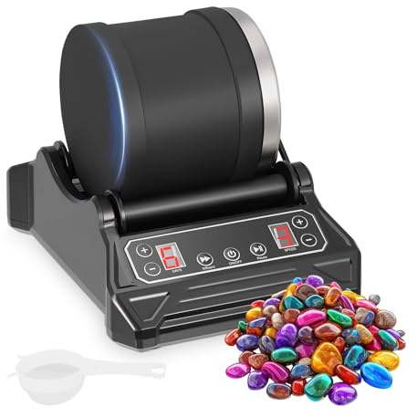 Rock Tumbler Kit, Stone Polisher with 9-Day Timer & 3-Speed Motor, DIY Gemstone Kit, with Rocks, Grit & Foam, STEM Science Kit for Kids, Quiet Hobby Gift for Adults & Kids