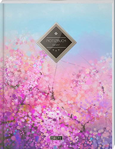 TULPE Kariertes Notizbuch A4 „C080 Rosa Blumen“ (140+ Seiten, Vintage Softcover, Doppelrand, Seitenzahlen, Register - Dickes Notizheft, Matheheft, ... Schulheft, Tagebuch, Kariertes Heft Nr 26)