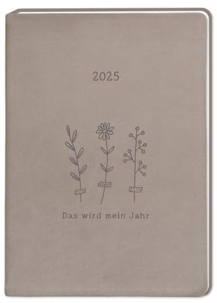 Terminplaner Lederlook 2025 Taupe: Terminplaner Lederlook A6