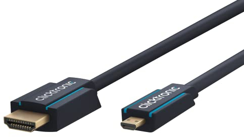 Clicktronic Casual Câble adaptateur Micro-HDMI avec Ethernet (adaptateur de haut débit HDMI vers micro-HDMI) 5 m
