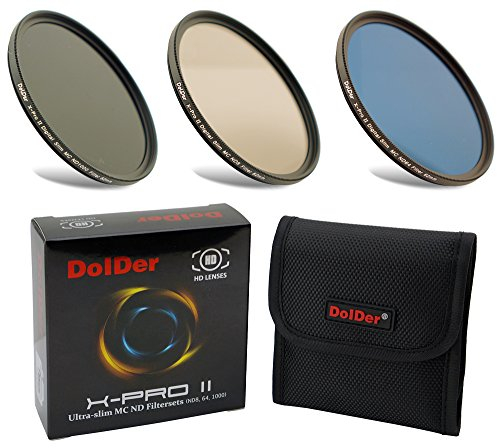 DolDer Neutral Graufilter Set bestehend aus ND8, ND64, ND1000 Filter 77mm (16 Layers) Neutral Graufilter Set, ND Filtersets Multicoated & HD inklusive Filtertasche