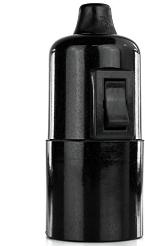 Lampenfassung Glattmantel Bakelit-Fassung E27 schwarz mit Schalter und Klemmnippel