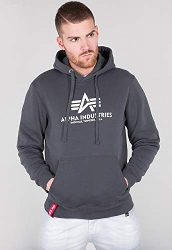 Alpha Industries Basic Hoody Kapuzensweat für Herren Greyblack
