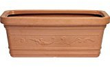 'Pot soucoupe rectangulaire Maxi Festonato terre cuite vaso 100x45x41H cm.