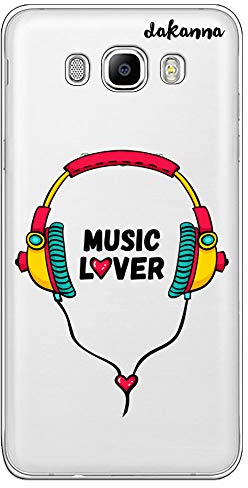 dakanna Case Hülle für Samsung Galaxy J7 2016 | Kopfhörer mit Phrase: Musikfreund | Silikonhülle Transparenter Hintergrund