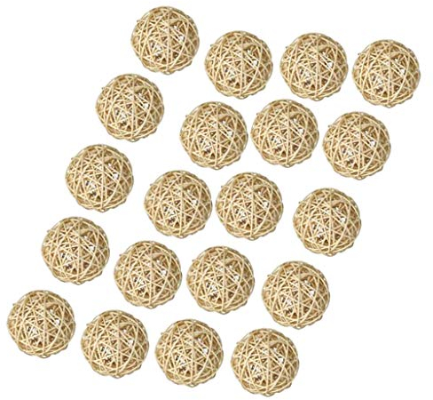 joyMerit 20 Pack 3 cm Rattankugeln Rattan Dekokugeln Stroh Wicker Rattan Ball Kugeln Tischdeko Party