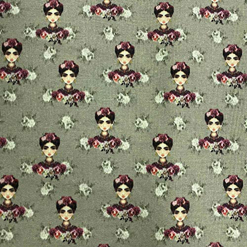 Kt KILOtela - Patchwork-Stoff, Digitaldruck, 100% Baumwolle, Länge 100 cm, Breite 140 cm, Frida, Grün