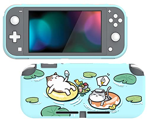 PlayVital Schutzhülle für Nintendo Switch Lite Joycon,weiche TPU Slim Case Hülle Tasche Schutzhülle Zubehör für Nintendo Switch Lite Joy Con(Pool Party Kätzchen)