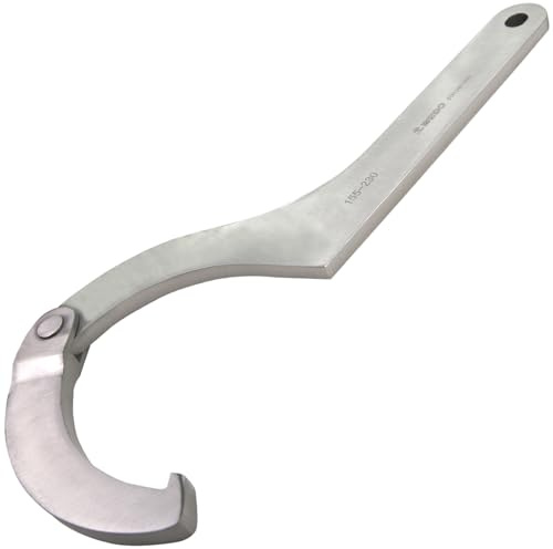 WEDO Adjustable C Spanner Hook Wrench 90-155mm, Stainless Steel | Adjustable Opening Size, Die-forged, High Load Bearing Capacity, Ideal for Tightening Side Slot Nuts Lock Nuts and Bearings
