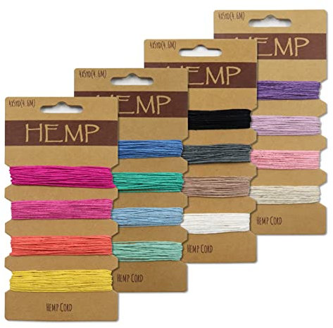 16 Colors Waxed Hemp Cord 1mm, 4 Cards Flax String Colored, 80 Yards Wax Coated Thread, Colorful Twine for Jewelry Bracelet Making Handmade Craft (Combo 2)