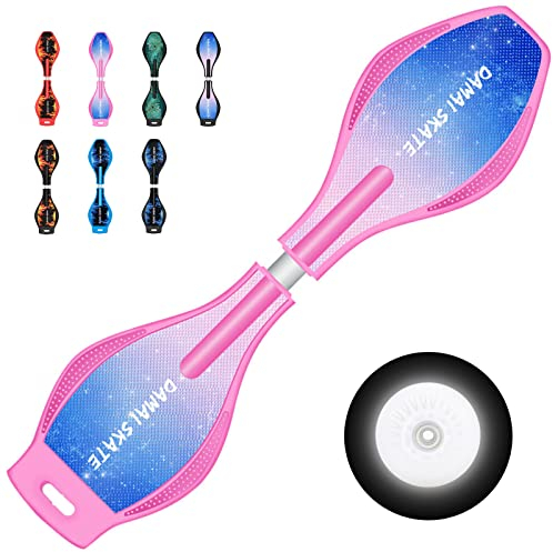 Waveboard Kinder ab 8 Jahre, Snakeboard mit ABEC-7 Kugellager, Skateboard mit Leuchtrolle, Streetsurfing Waveboards für Mädchen Junge und Jugendliche, Bis 100 kg, 86x23x9 cm,2