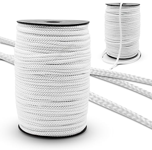 DOJA Barcelona | Rotolo Cordino in Poliestere | Cordino da 100 m | Cordoncino Thai Bianco | Diametro 6mm | Corda forte | Cordino per Borse Uncinetto, Lacci Scarpe Sportive, Fili Uncinetto