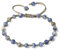 Tesselite Stein-Armband – geflochtene Armbänder aus Naturstein, facettierte runde Perle, 6 mm, Kristallquarz, graues Webseil, Damen-Armband, Schmuck, weißer Punkt blau, Einheitsgröße