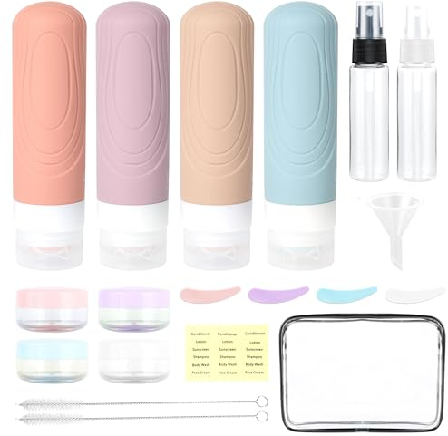 AiQInu Contenitori Da Viaggio Per Liquidi,19 Pezzi Contenitori Viaggio Liquidiricaricabili 90ml, Ricaricabili Bottiglie Da Viaggio In Silicone Per Lozione Shampoo Balsamo, Nessun BPA