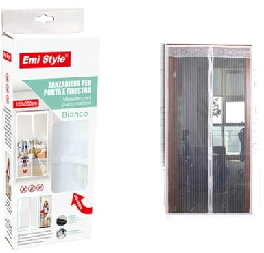 Cortina mosquitera magnética para puerta o ventana con adhesivo, mosquitera anti insectos, fácil de instalar (120 x 230 cm, blanco)