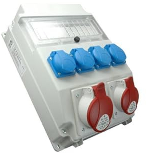 Miratic Distributore di Corrente da Parete Quadro Elettrico Industriale con Finestrino Prese di Tipo Francese Prodotto destinato al Mercato Francese IP54 (4 x 250 V)