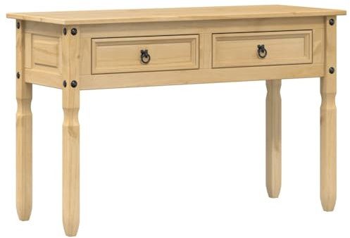 vidaXL Konsolentisch, Flurtisch mit 2 Schubladen Ablage Metallgriffe, Beistelltisch für Wohnzimmer Flur, Sofatisch Sideboard, Massivholz Kiefer