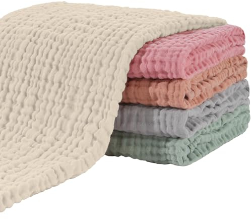 Yoofoss Mullwindeln Spucktücher 5er Set 65x65 cm Mulltücher 100% Baumwolle Stoffwindeln Saugstark Faltwindeln für Baby Kochfest Premium Qualität Mehrfarbig