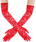 Yolev Lange Spitzenhandschuhe Rot Damen Opern Handschuhe Lange für 80er Jahre Damen Teeparty Blumenballhände für Hochzeit Braut Cosplay Halloween Handschuhe der 1920er Jahre