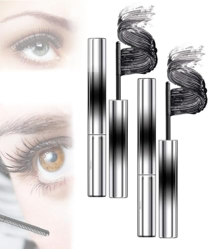 Lashtitan Iron Wand Mascara, Iron Wand Mascara Waterproof, 3D Curling Eyelash Iron Mascara with Eyelash Curler, Lengthening Long Lasting Bristleless Mascara